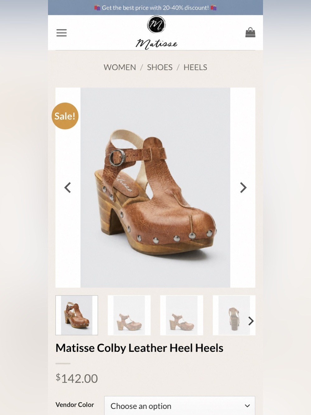 Matisse Tan Leather Studded Clog Heels